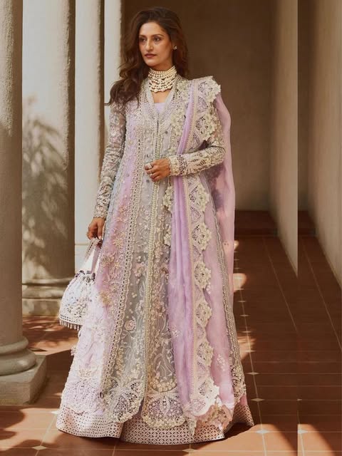 Custom women fancy maxi stitched by Bano Stitching Service in Lahore with worldwide delivery