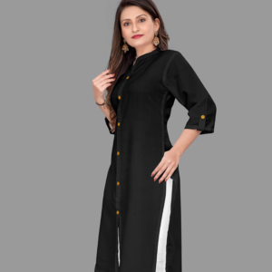 Plain black cotton kurti by Bano Stitching for women everyday wear