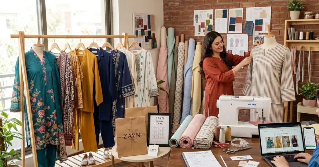 Small 10 piece clothing collection for a low budget fashion brand in a Pakistani boutique studio.